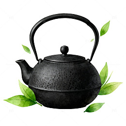水墨风格茶壶设计元素