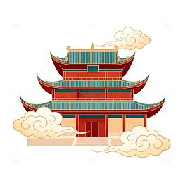古风建筑插画设计素材