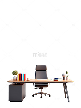 简约现代办公桌书房场景