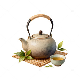 传统中式茶具插画设计素材
