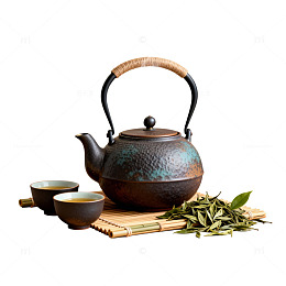 禅意铁壶品茗图