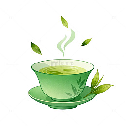 绿色茶杯插画设计素材