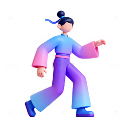 卡通风格中国传统服饰人物