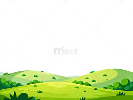 卡通风格绿色山丘插画