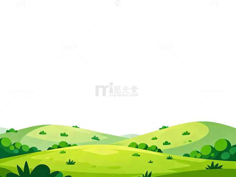 卡通风格绿色山丘插画