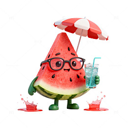 西瓜卡通夏日插画