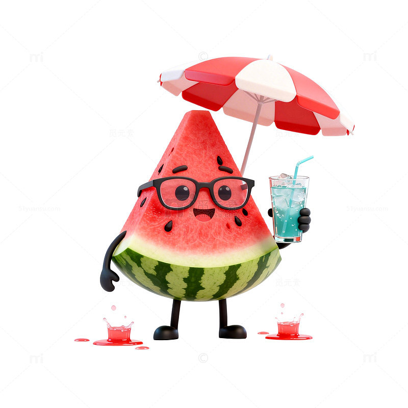 卡通西瓜夏日休闲插画