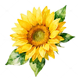 水彩向日葵花卉插画素材