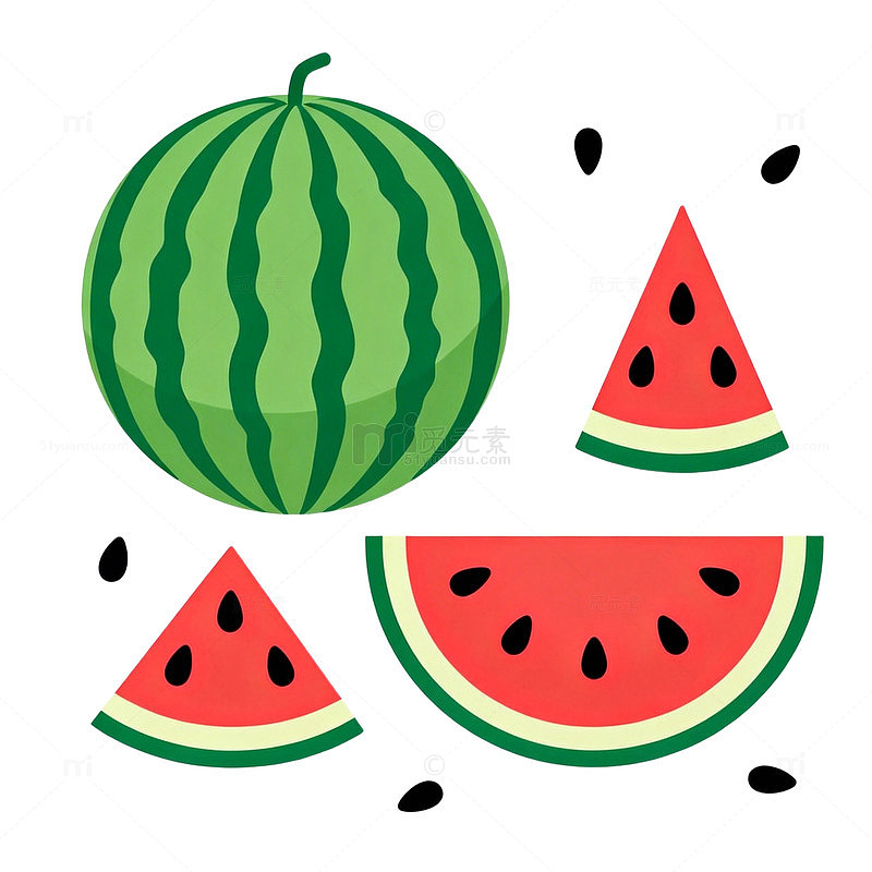 卡通西瓜水果插画设计素材
