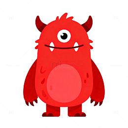 卡通红色小怪兽插画素材