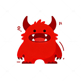 红色卡通恶魔形象插画