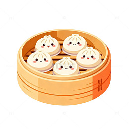 可爱卡通小笼包图案设计素材