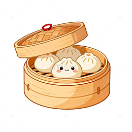 可爱小笼包卡通插画素材