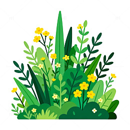 卡通风绿植花草插画