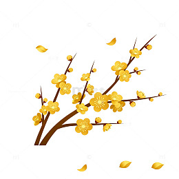 卡通梅花树枝插画