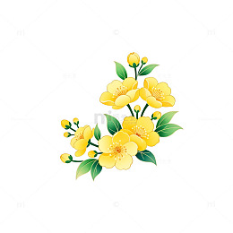 卡通风格黄花花卉图案