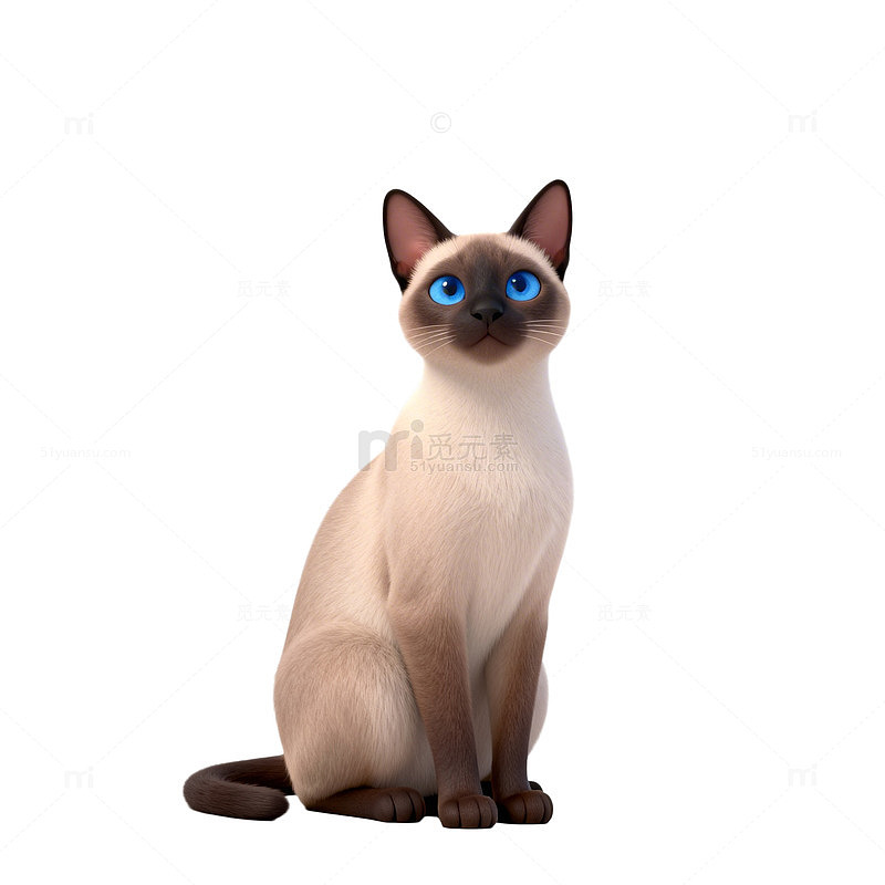 卡通暹罗猫坐立形象