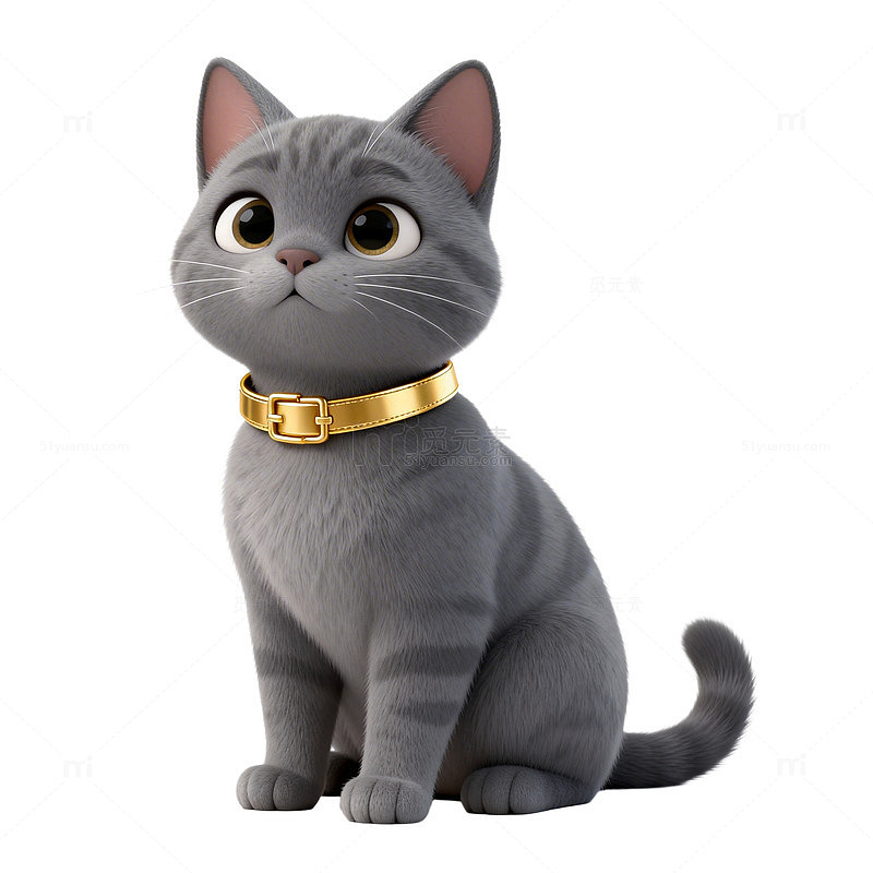 卡通灰色猫咪插画素材
