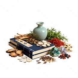 传统中药药材与古籍组合