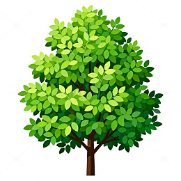卡通风绿色树木插画素材