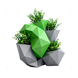 低多边形绿植装饰设计