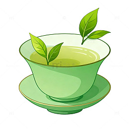 绿茶插图卡通茶杯