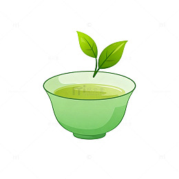 卡通绿茶插画设计元素
