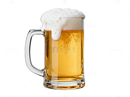啤酒杯特写透明玻璃风格