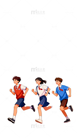 校园奔跑青春插画素材