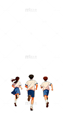 校园青春奔跑插画