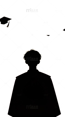 毕业剪影夕阳学士帽