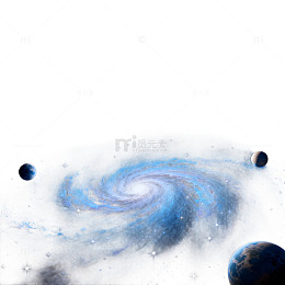 银河系与行星科幻插画
