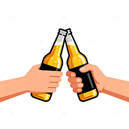 卡通干杯啤酒庆祝插画
