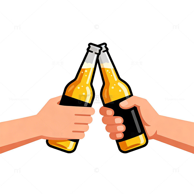 卡通干杯啤酒庆祝插画