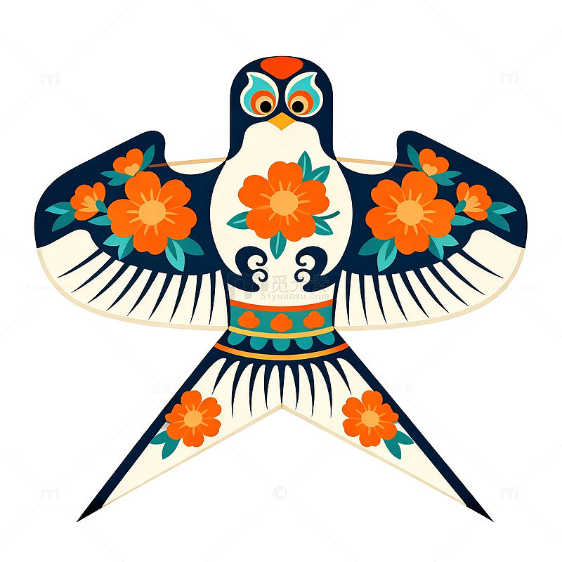 【标题】传统花卉图案风筝插画设计