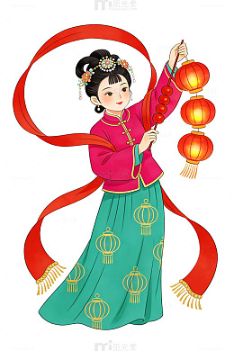 古风灯笼少女插画67