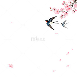 春天燕子桃花水墨画