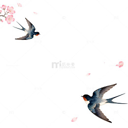 水墨燕子桃花装饰画