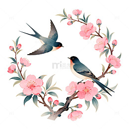 花鸟图春季装饰设计素材