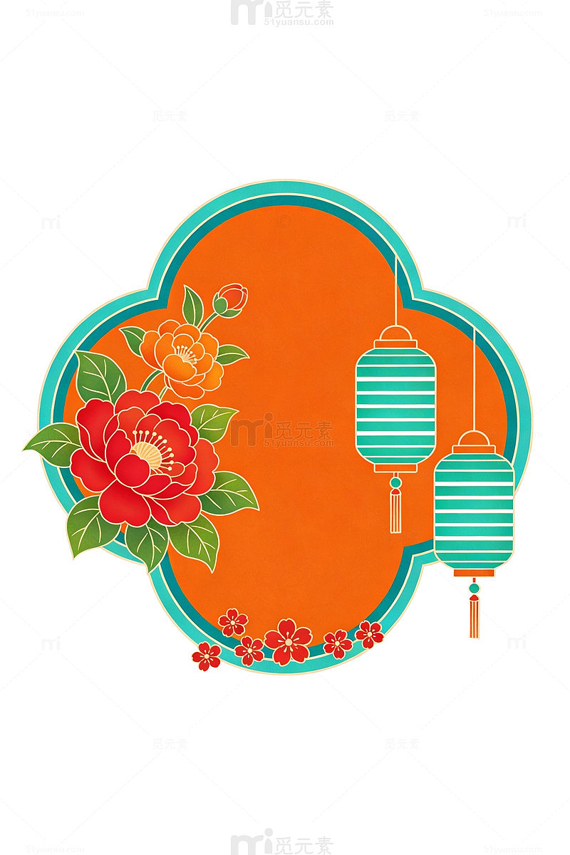 中式灯笼花卉边框19