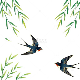 春日燕子飞柳插画