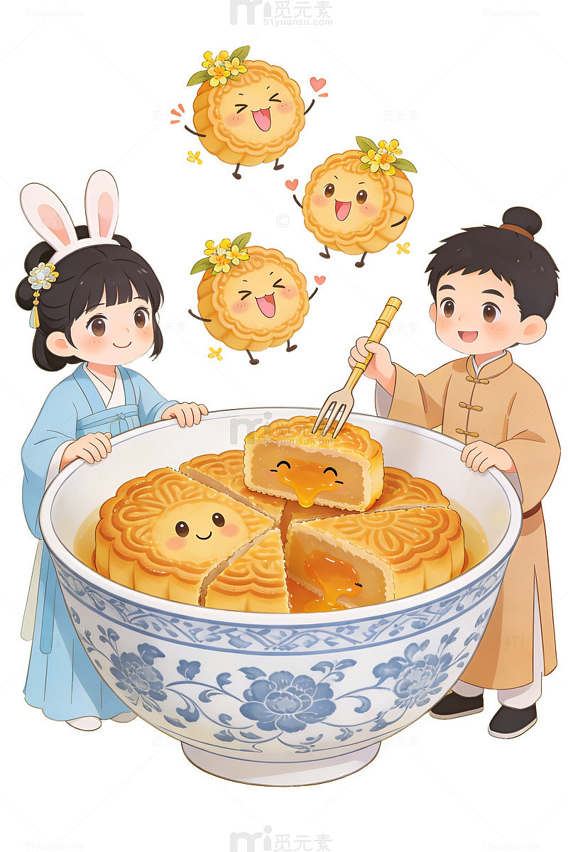 中秋月饼卡通插画58
