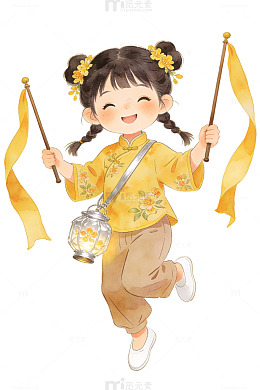 卡通女孩提灯图56