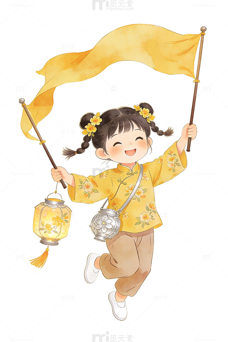 卡通女孩提灯旗子78
