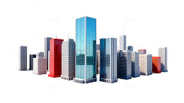 现代城市建筑模型三维渲染图