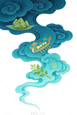 端午龙舟粽叶云纹31