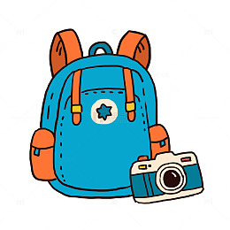 手绘卡通涂鸦五一旅行旅游免抠元素