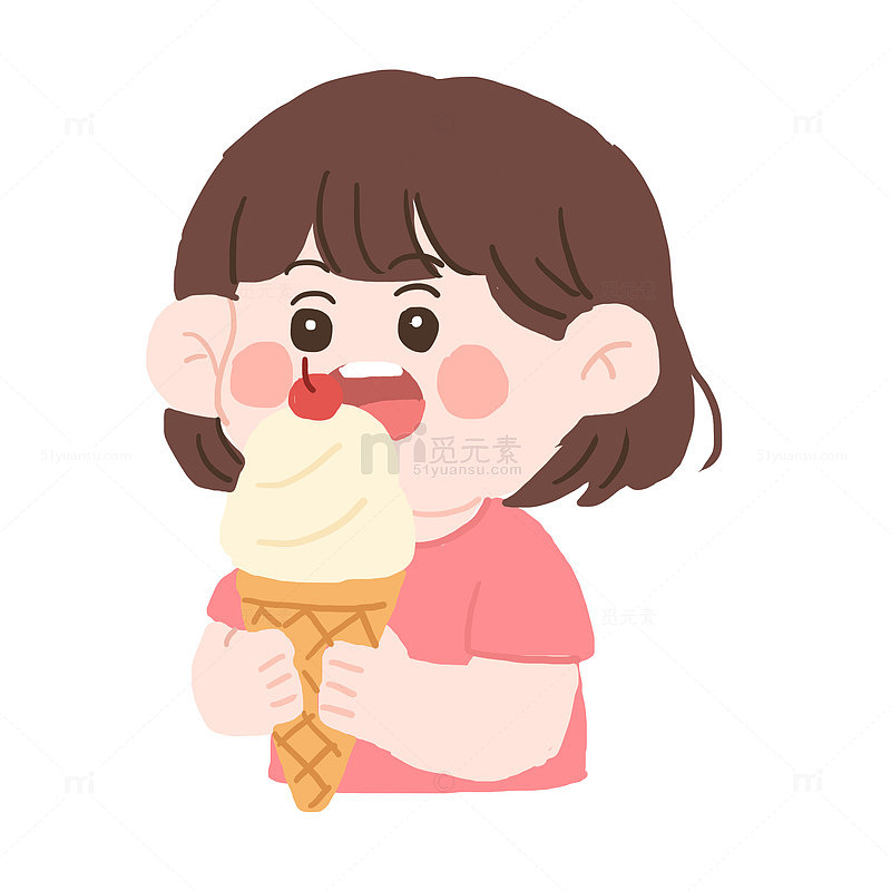 夏天炎热小朋友吃雪糕元素