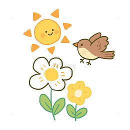 春天涂鸦简笔画元素