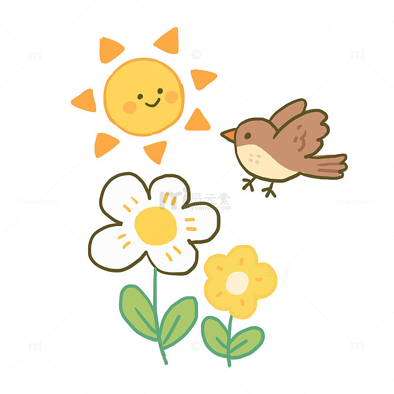 春天涂鸦简笔画元素